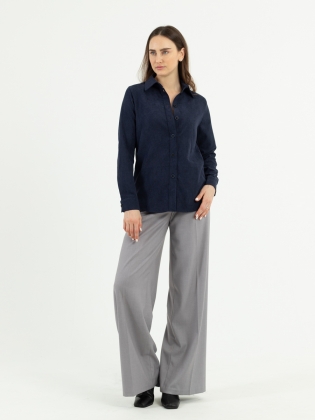 Женская одежда, вельветовая рубашка, артикул: 983-0771, Цвет: темно синий,  Фабрика Трика, фото №1.