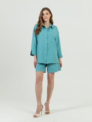 Женская одежда, рубашка, артикул: 985-0908, Цвет: бирюзовый,  Фабрика Трика, фото №1.