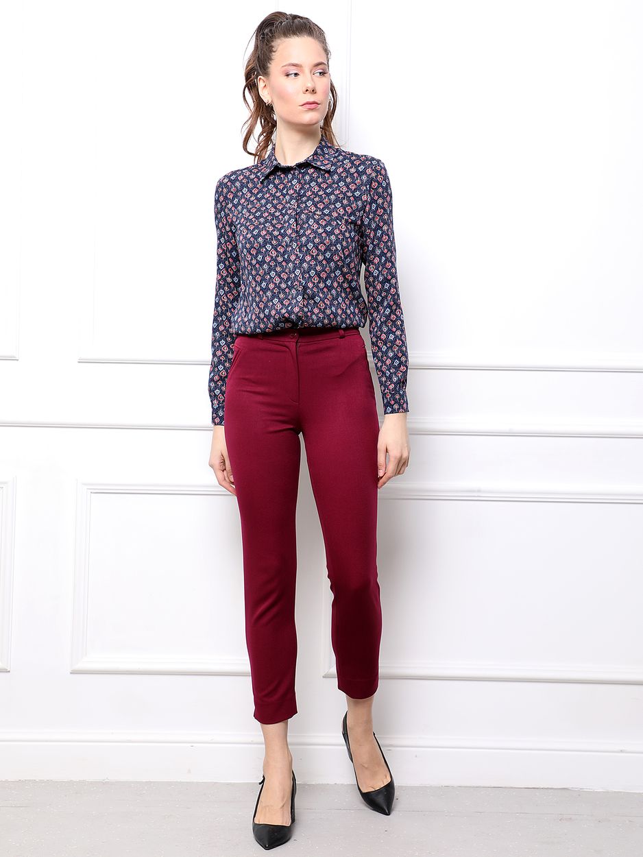 Женская одежда, брюки, артикул: 4403-0493, Цвет: Бордовый,  Фабрика Трика, фото №1
