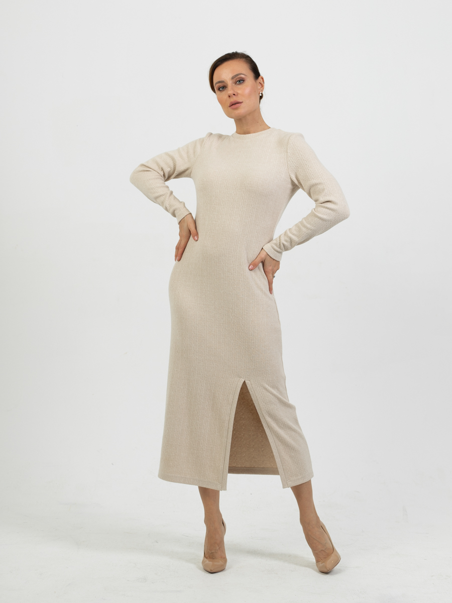Женская одежда, трикотажное платье, артикул: 432-0868, Цвет: бежевый,  Фабрика Трика, фото №1