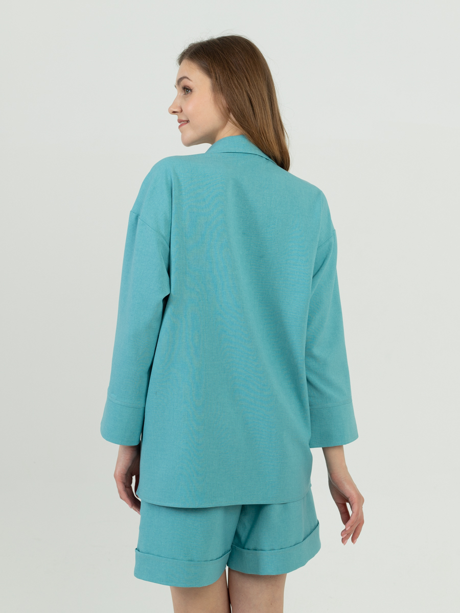 Женская одежда, рубашка, артикул: 985-0908, Цвет: бирюзовый,  Фабрика Трика, фото №1