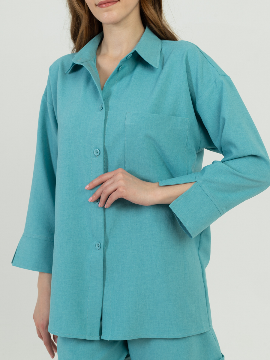 Женская одежда, рубашка, артикул: 985-0908, Цвет: бирюзовый,  Фабрика Трика, фото №1