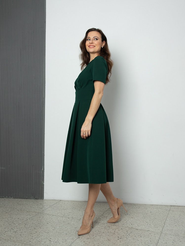 Женская одежда, платье, артикул: 416-0057, Цвет: Темно-зеленый,  Фабрика Трика, фото №1
